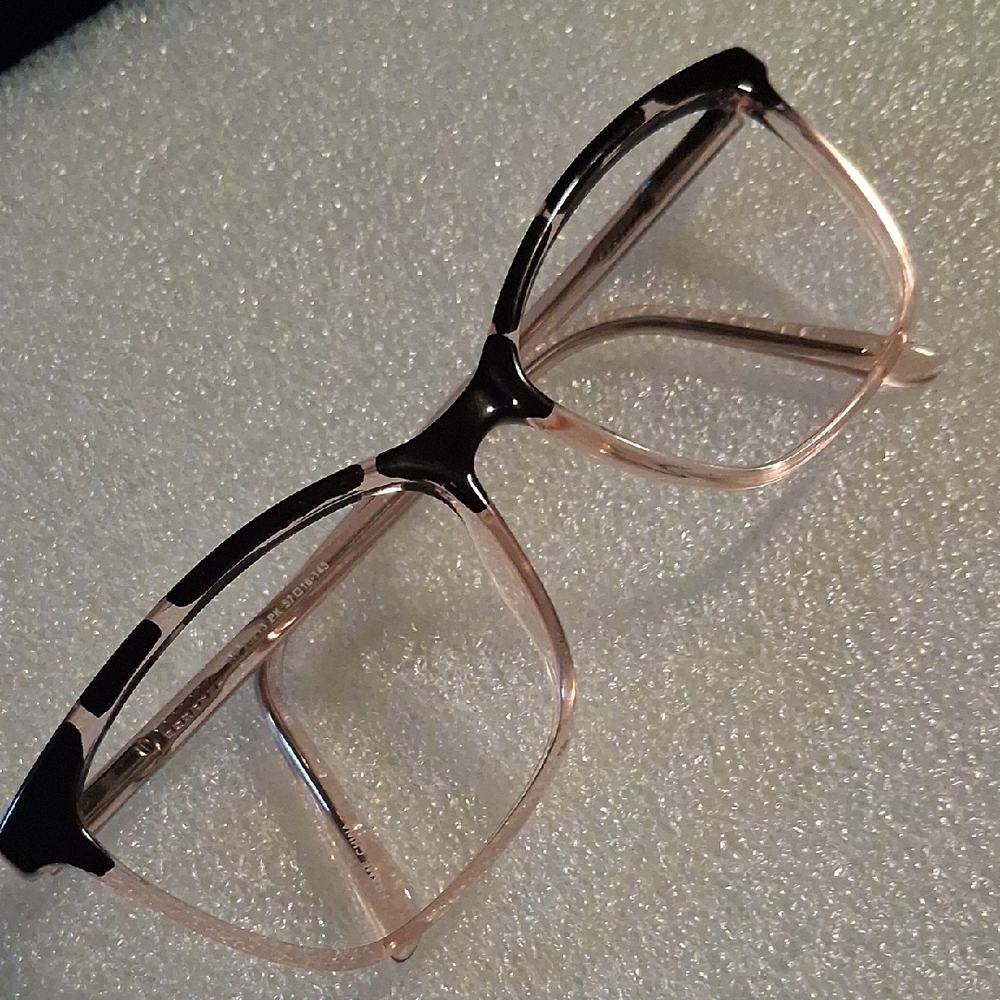 Women's Two-Tone Black & Blush Square Eyeglass Frames